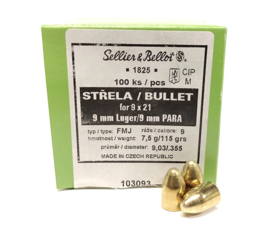 Sellier & Bellot 9mm .355 115gr FMJ x100